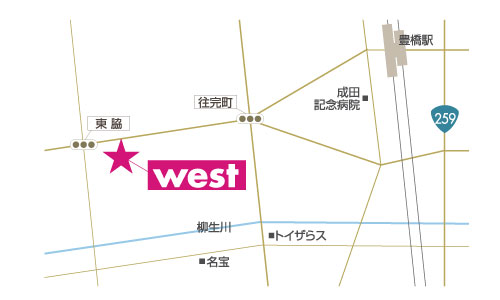 美容室オシャマヘアーwest店の地図